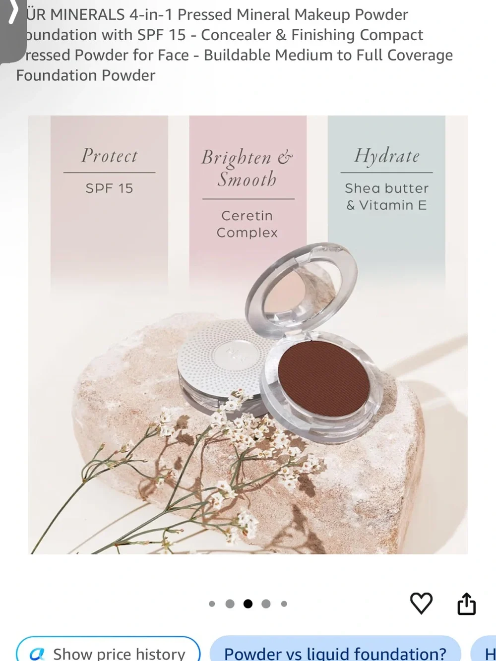 PÜR MINERALS 4-in-1 Pressed Mineral Makeup Powder Foundation with SPF 15